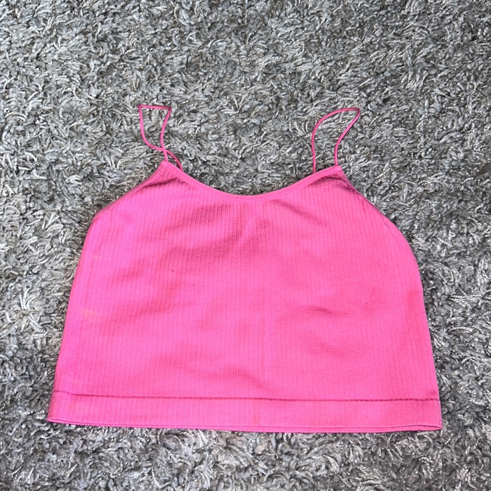 Pink Ribbed Crop Top Size Small